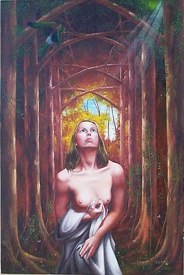 nude forest nymph oil painting