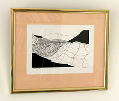 landscape drawing art in frame