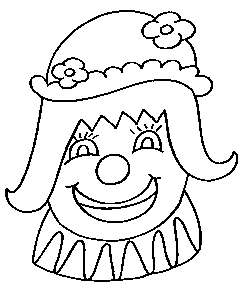 Murtle the Clown face coloring in picture for kids